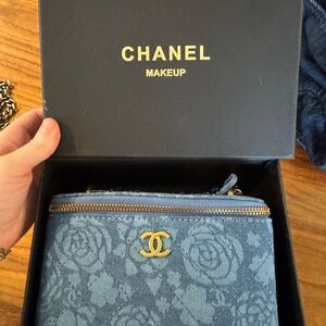 Chanel Blue Denim Style Vanity Bag